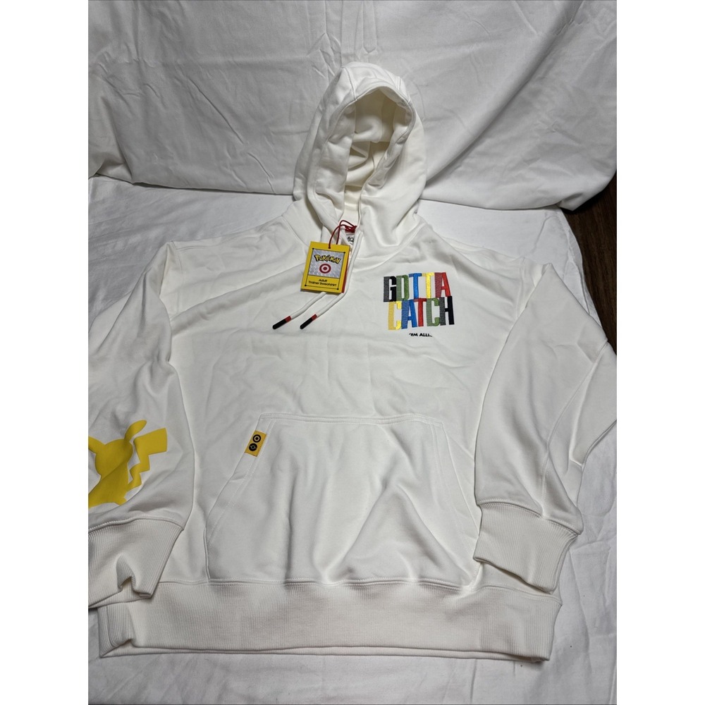 Target x Pokemon Pikachu Gotta Catch 'Em All Cream Hoodie ADULT XS IN HAND